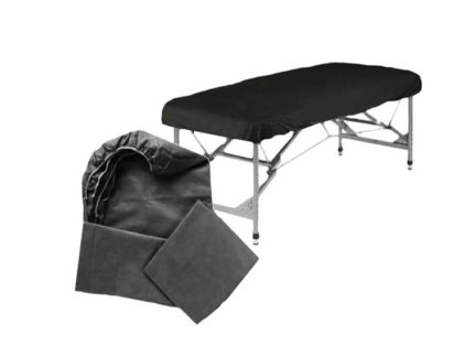 Sábana cubrecamillas desechable negra ajustable de 80x210cm - Dermocel